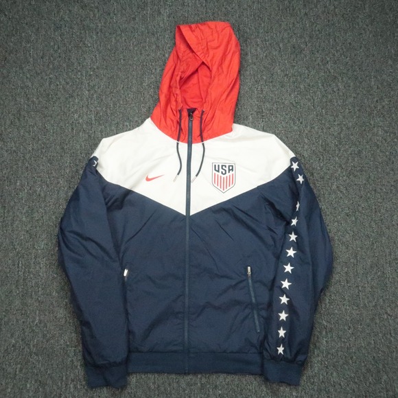 Nike Jacket Mens Small Blue White Windrunner Windbreaker USA Soccer USMNT *